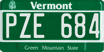 VT license plate PZE684