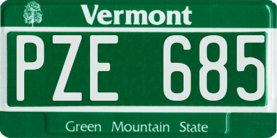 VT license plate PZE685