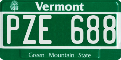 VT license plate PZE688