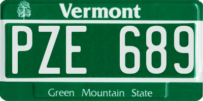 VT license plate PZE689