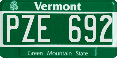 VT license plate PZE692