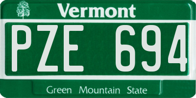 VT license plate PZE694
