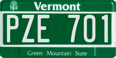 VT license plate PZE701