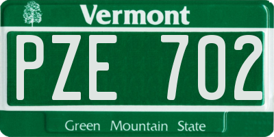 VT license plate PZE702