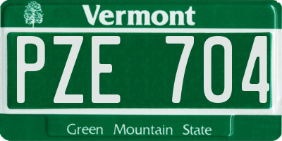 VT license plate PZE704
