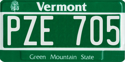 VT license plate PZE705