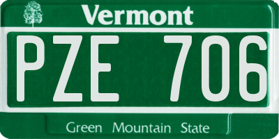 VT license plate PZE706
