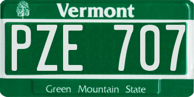VT license plate PZE707