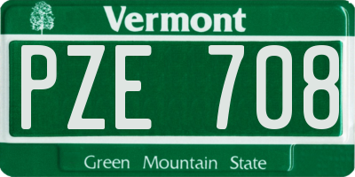 VT license plate PZE708