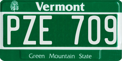 VT license plate PZE709