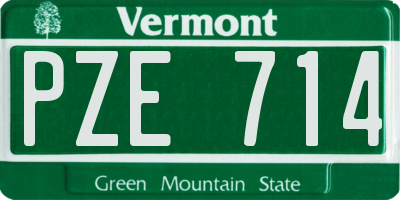 VT license plate PZE714