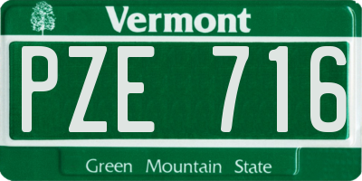 VT license plate PZE716