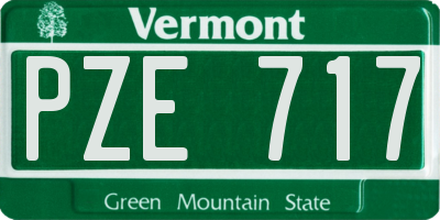 VT license plate PZE717