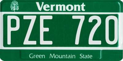 VT license plate PZE720