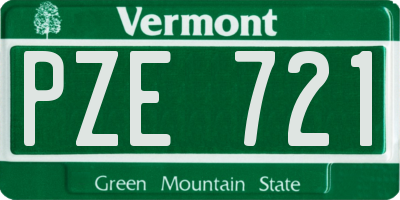 VT license plate PZE721