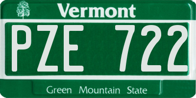VT license plate PZE722