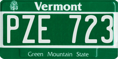 VT license plate PZE723