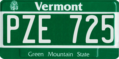 VT license plate PZE725
