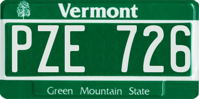 VT license plate PZE726