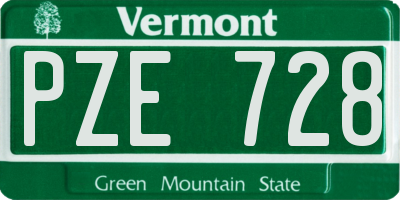 VT license plate PZE728