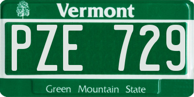 VT license plate PZE729