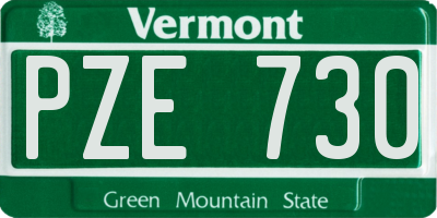 VT license plate PZE730