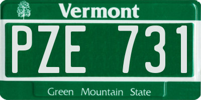 VT license plate PZE731