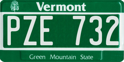 VT license plate PZE732