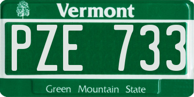 VT license plate PZE733