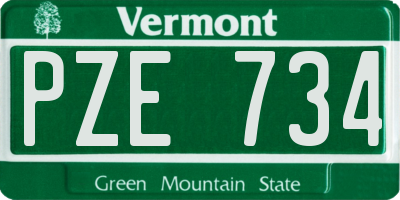 VT license plate PZE734