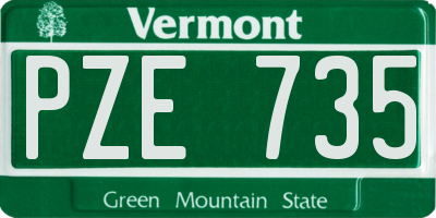 VT license plate PZE735