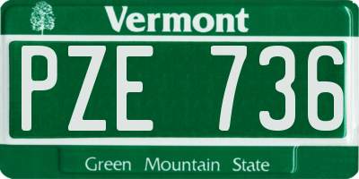 VT license plate PZE736