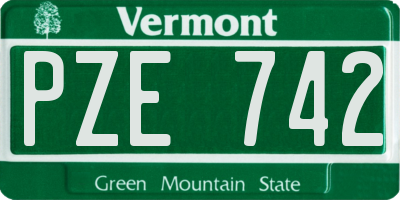 VT license plate PZE742