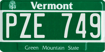 VT license plate PZE749