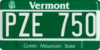 VT license plate PZE750