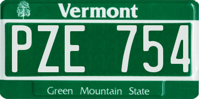 VT license plate PZE754