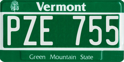 VT license plate PZE755
