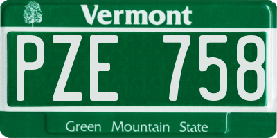 VT license plate PZE758