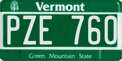 VT license plate PZE760