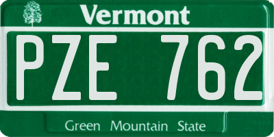 VT license plate PZE762