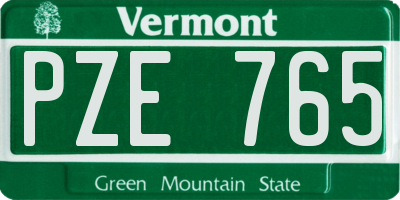 VT license plate PZE765