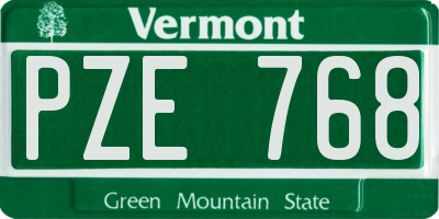 VT license plate PZE768