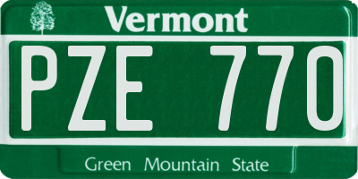VT license plate PZE770