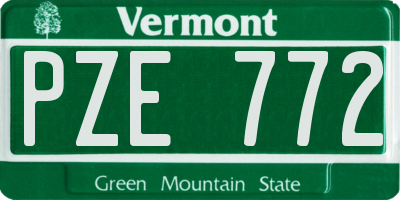 VT license plate PZE772