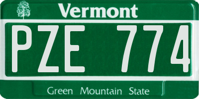 VT license plate PZE774