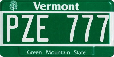 VT license plate PZE777