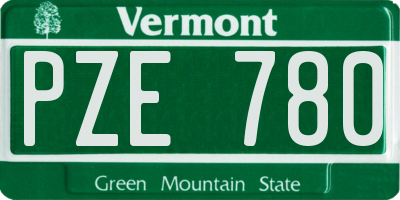 VT license plate PZE780