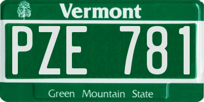 VT license plate PZE781