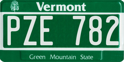 VT license plate PZE782