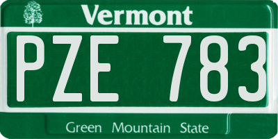 VT license plate PZE783